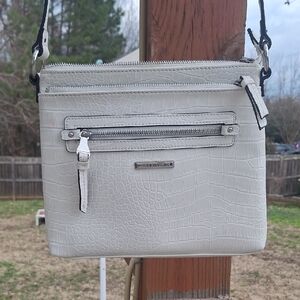 Dana Buchman White Crossbody Bag with Adjustable Strap and Textured Leather